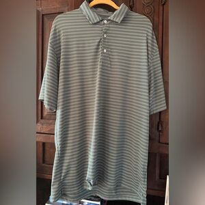 Nicklaus Performance Golf Shirt. Green/navy white stripes. XL.